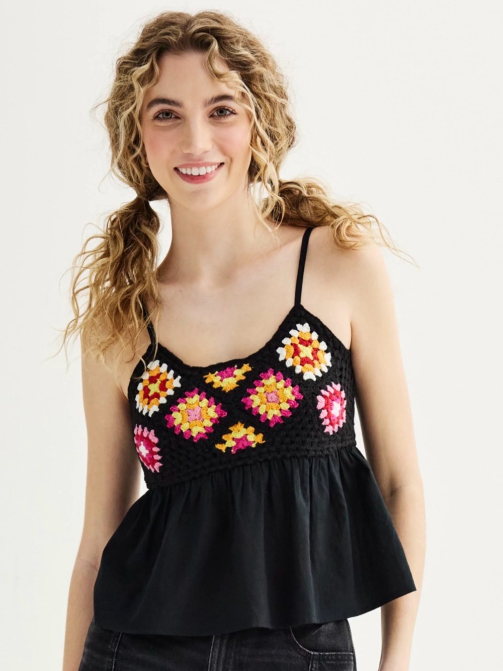 New Dizzy Lizzy Crochet Grandma Knit Top